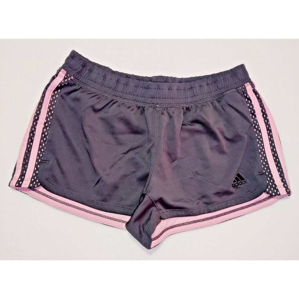 Womens Adidas Climalite Running Shorts  M Gray Pink Inseam Striped Athletic